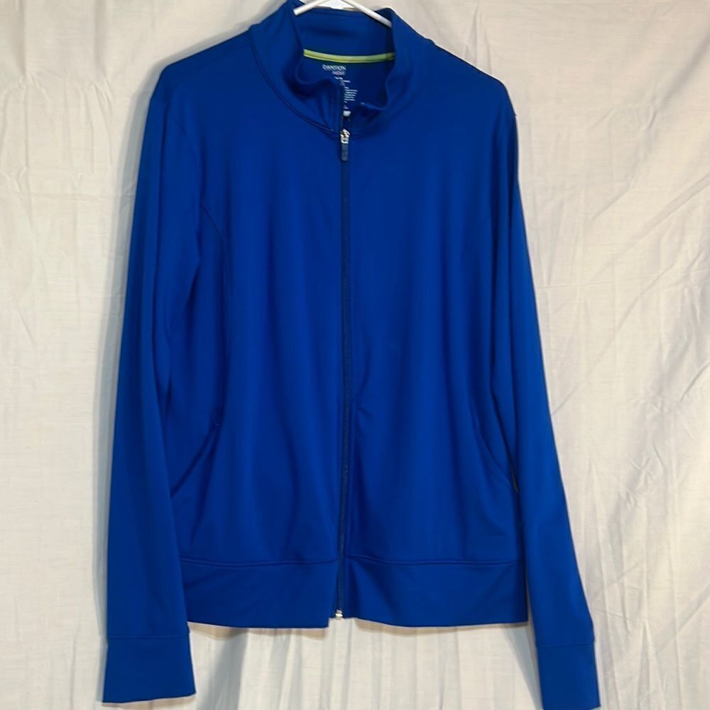 Danskin blue mens long-sleeve full zipper compression/‎ muscle fit jacket men XL